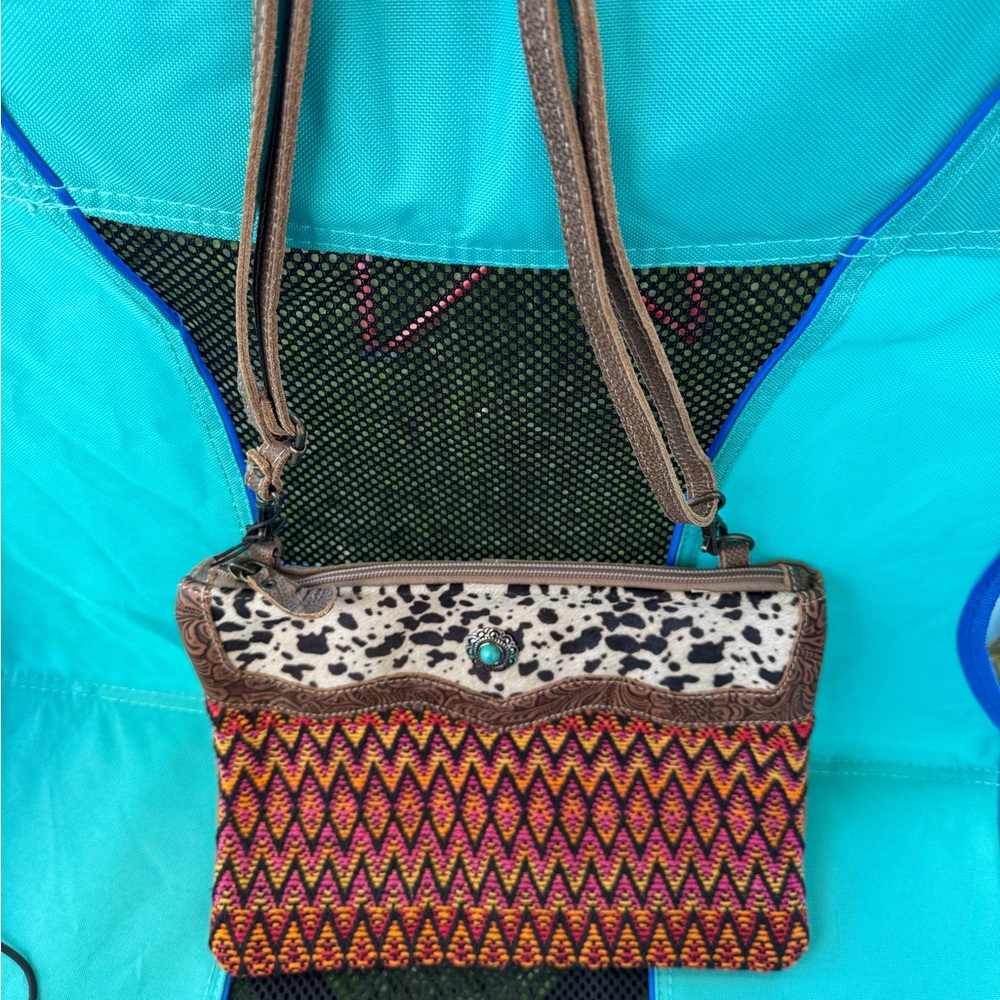 Myra Multicolor Patterned Shoulder Bag with Animal Print